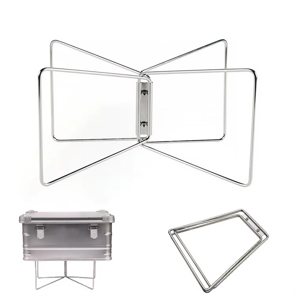 Portable Fridge Ice Box Stand Camping Folding Cooler Box Stand Stainless Steel Cool Box Container Holder Shelf Camping Supply