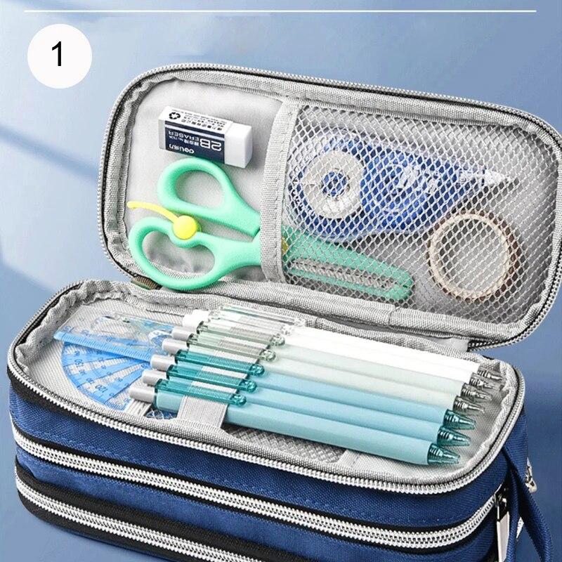 Школьный пенал большой емкости с 3 отделениями, сумка для ручек, студенческие пеналы, косметичка, стационарная организация, офисные принадлежности