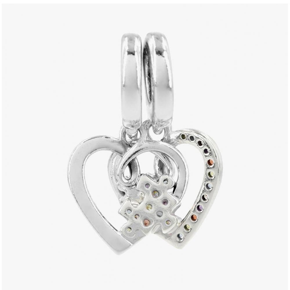 Pandora Splittable Puzzle Piece Heart Friendship Pendant Dangle Silver Charm 792239c01
