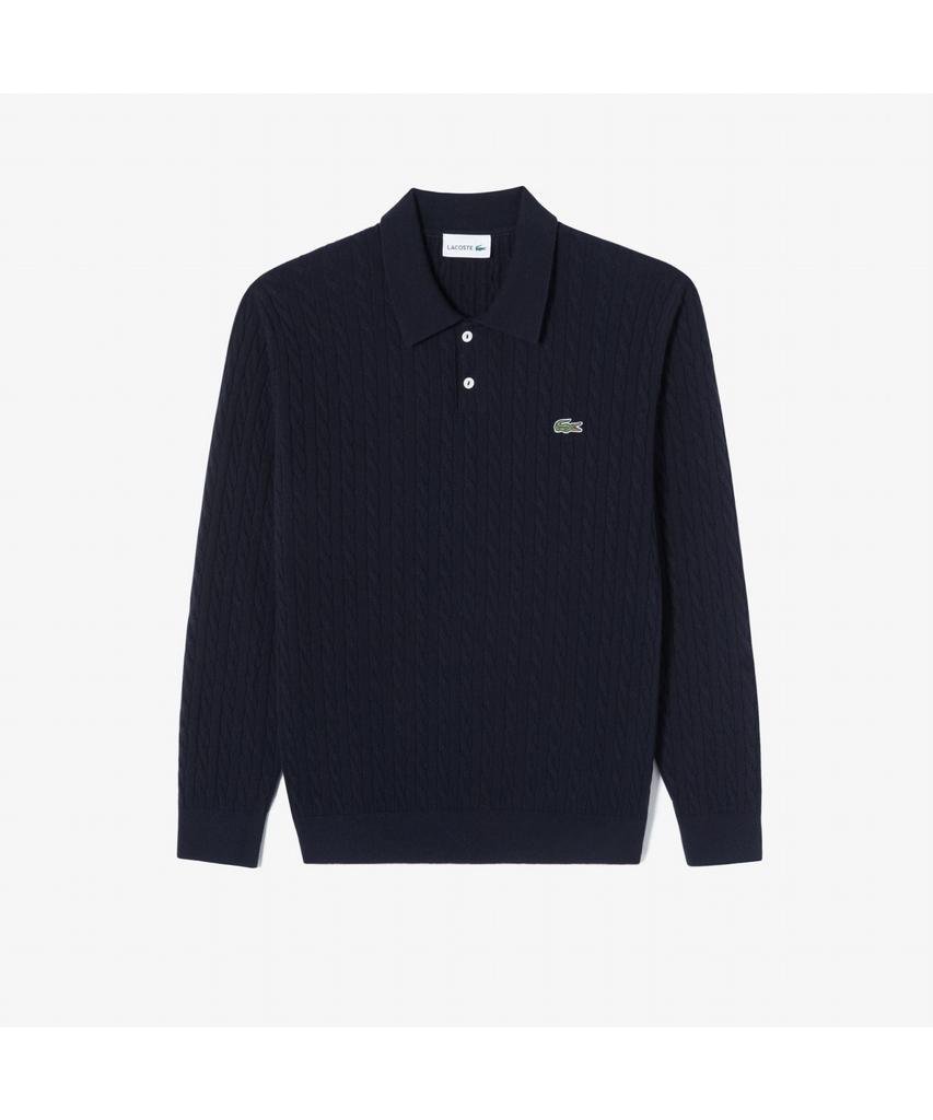 LACOSTE Men'S Cable Long Sleeve Polo Sweater Ah580E-55N 166