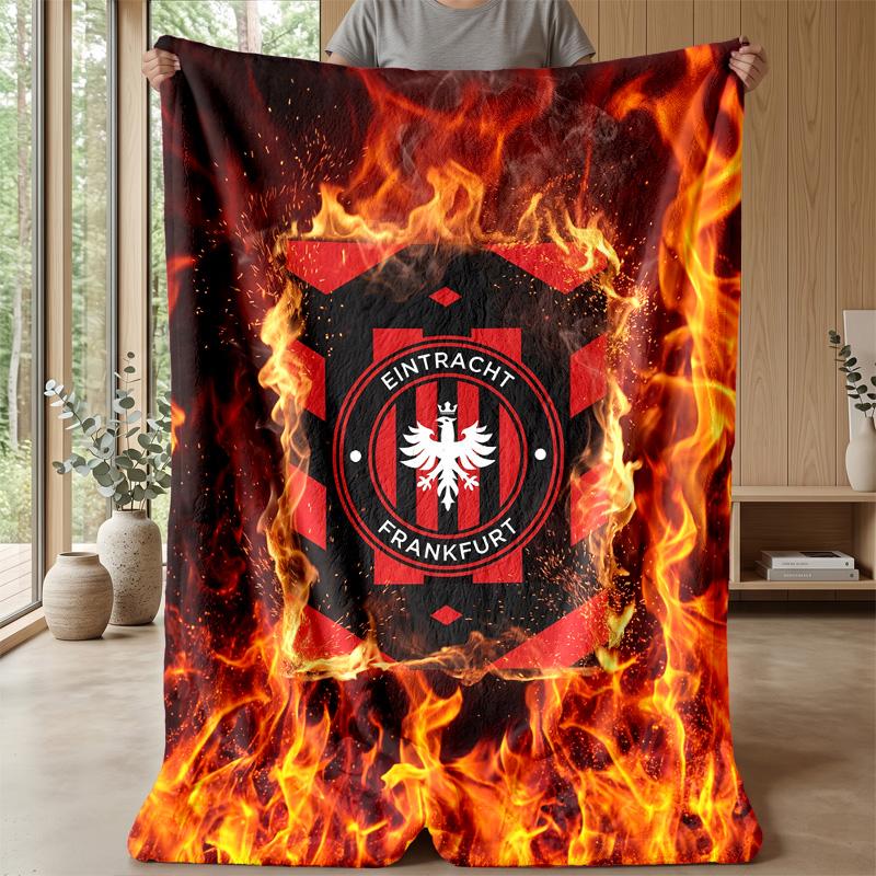 Eintracht Frankfurt Football Print Flannel Blanket, Soft Warm Lightweight Throw Blanket for Sofa Bed Camping