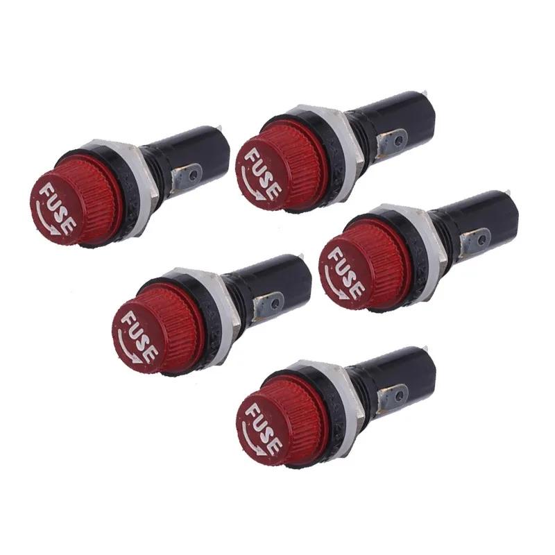 5Pcs 5x20 6X30mm Fuse Holders Black Insurance Tube Socket Fuse Holder 10A 250V AC 15A 125V AC For 5*20 6*30MM Insurance Panel