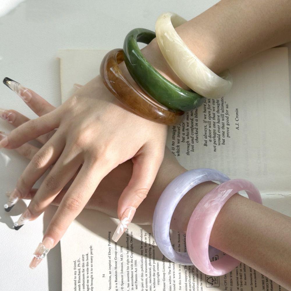 Circular Resin Bangle Bohemian Retro Hand Ring Cute Circular Geometric Bracelet Spring Summer