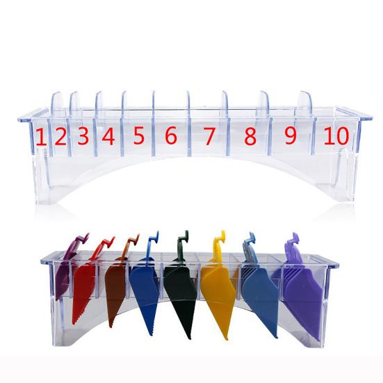 Ящик для хранения защитной насадки для машинки для стрижки волос с 10 отделениями, водонепроницаемый прозрачный прямоугольный пластиковый ящик для хранения направляющих расчесок