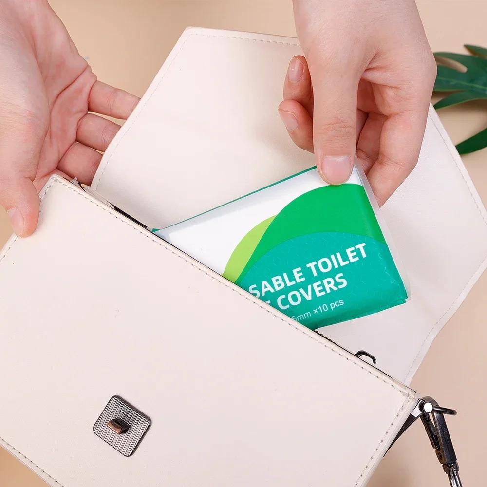 50 шт., одноразовые чехлы на сиденье для унитаза, портативные, для путешествий, кемпинга, отеля, накладки на сиденье для унитаза, растворимая вода, коврик для унитаза для ванной комнаты, бумага