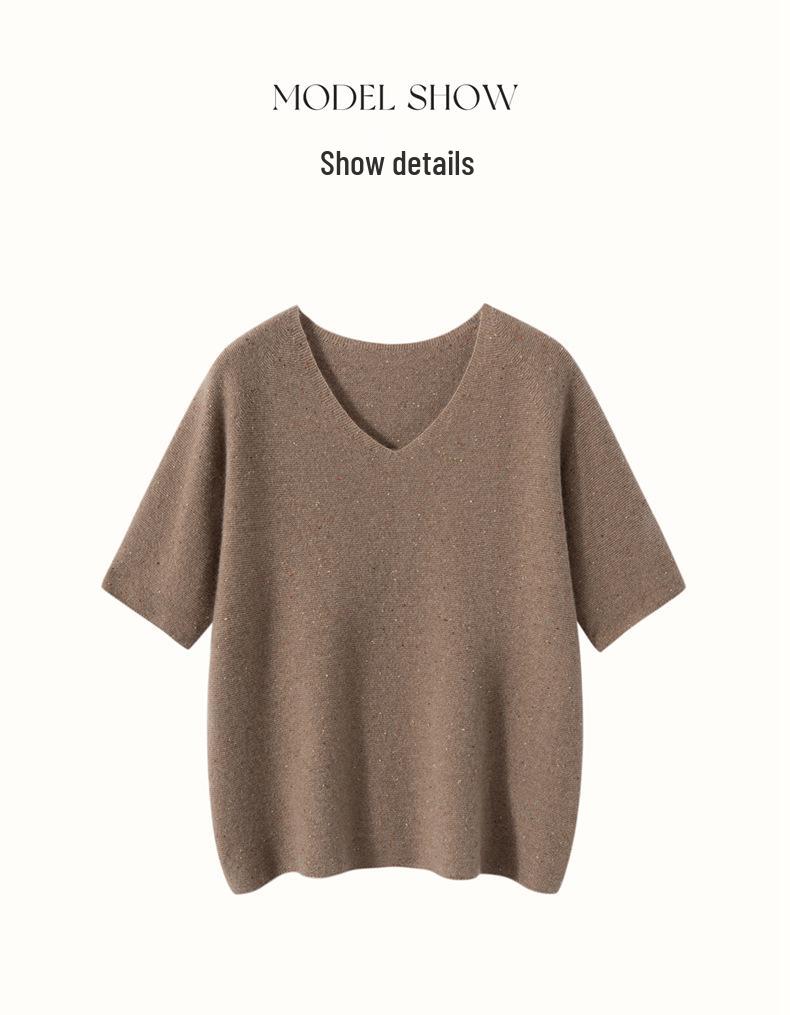 Женский цветной джемпер из пряжи с точками, с V-образным вырезом, кашемировый, с коротким рукавом, Осень/Зима 2026