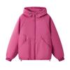 Winter Hooded Short Puffer Jacket Loose Casual Long Sleeve Windbreaker Coat with Drawstring