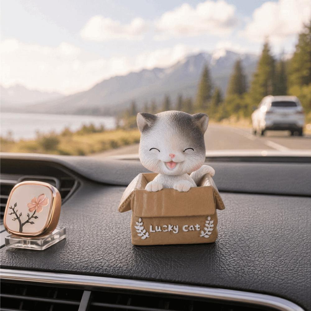 Resin Bobble Head Cat Dashboard Ornament Swing Head Animal Desktop Figurine Bedroom Table Ornament