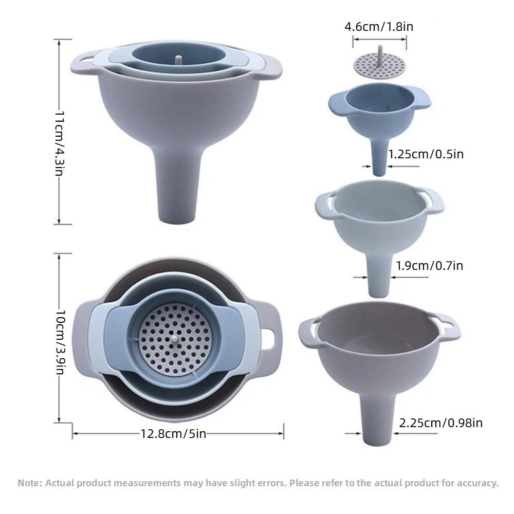 Multifunctional Funnel Set 4 in 1 Kitchen Pouring Tool Filter Funnel Kitchen Funnel Household Use
