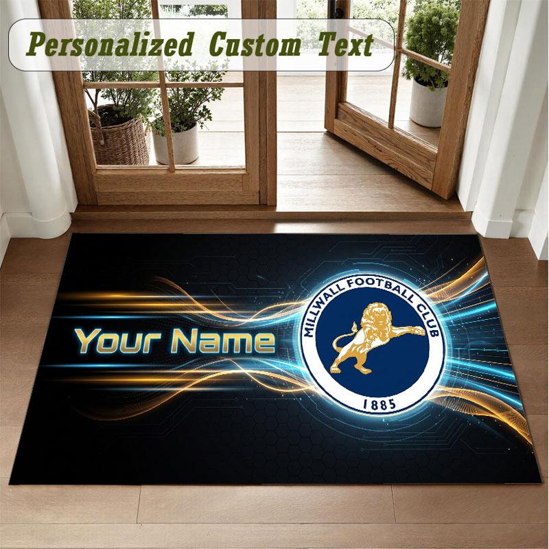 Crystal Velvet Square Rug Custom NameMillwall FC Pattern Non Slip Home Floor Decor Rug