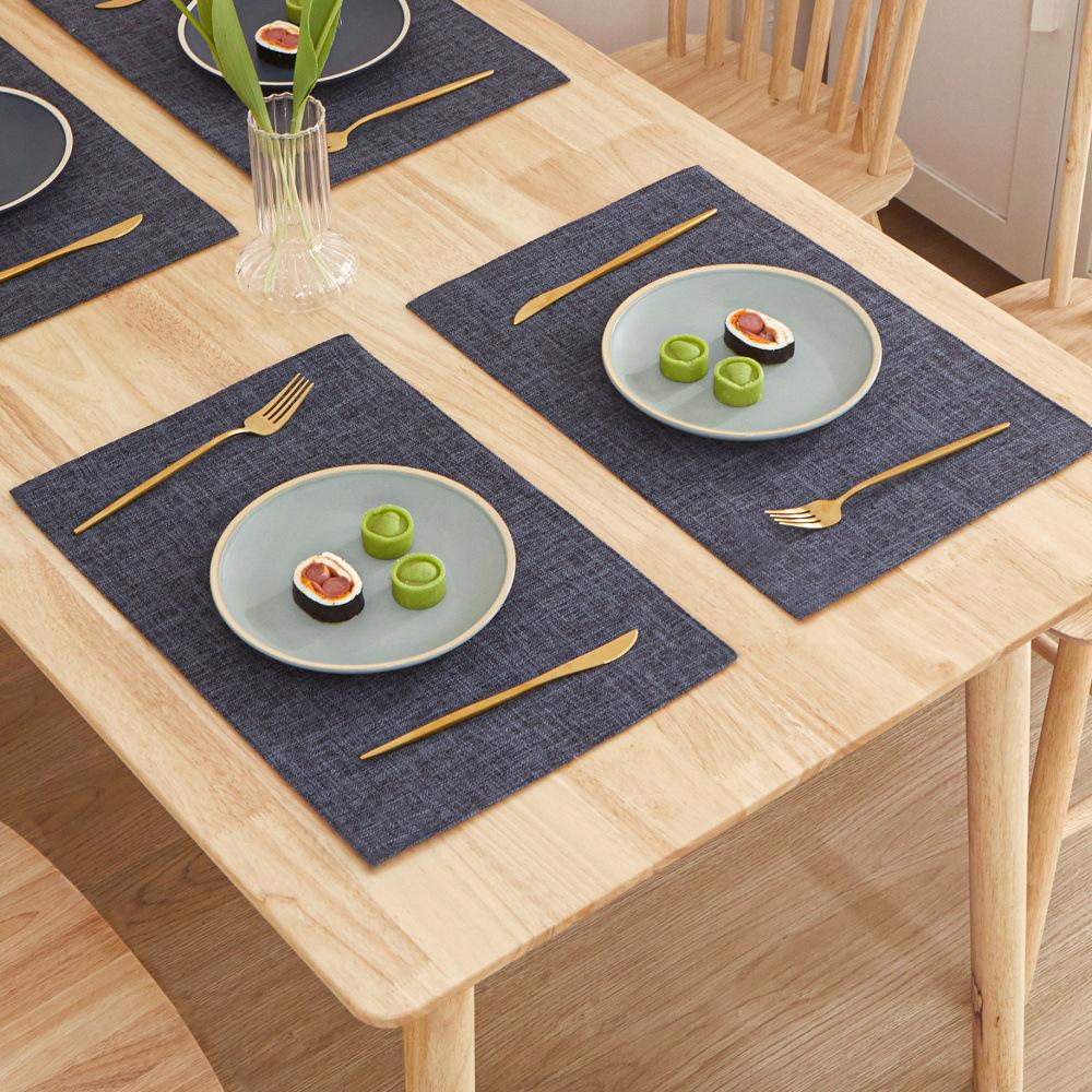 2pcs Scandinavian Ins Style Linen Solid Colour Placemats Fabric Heat Insulation Table Mats Western Food Coasters Napkins