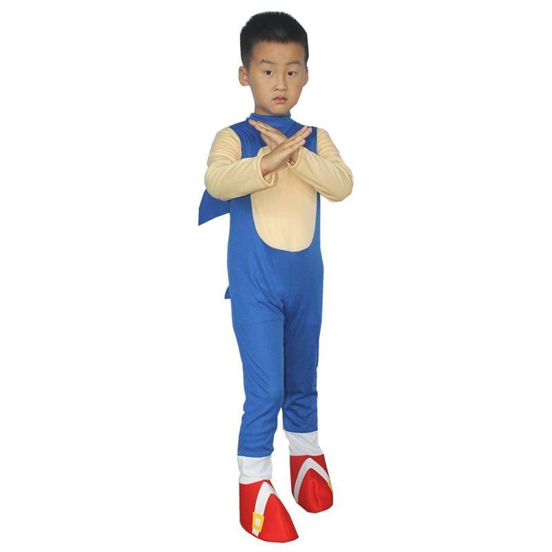 Детский костюм Соника Синий комбинезон Поролоновая маска Для косплея и веселья!