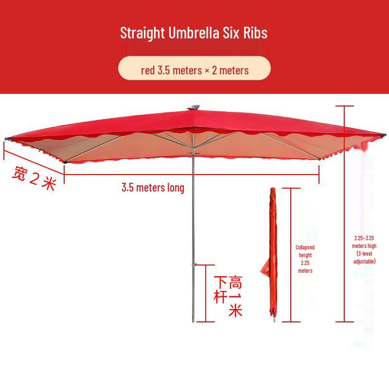 Large Rectangular Folding Patio Umbrella with Canopy Sun Protection