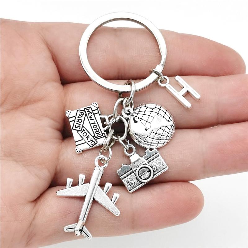 26 Букв Самолет Брелок Подвеска Самолет Брелок Земля Камера Шарм Брелок Лучшие Друзья Путешествия Ювелирные Изделия Подарки