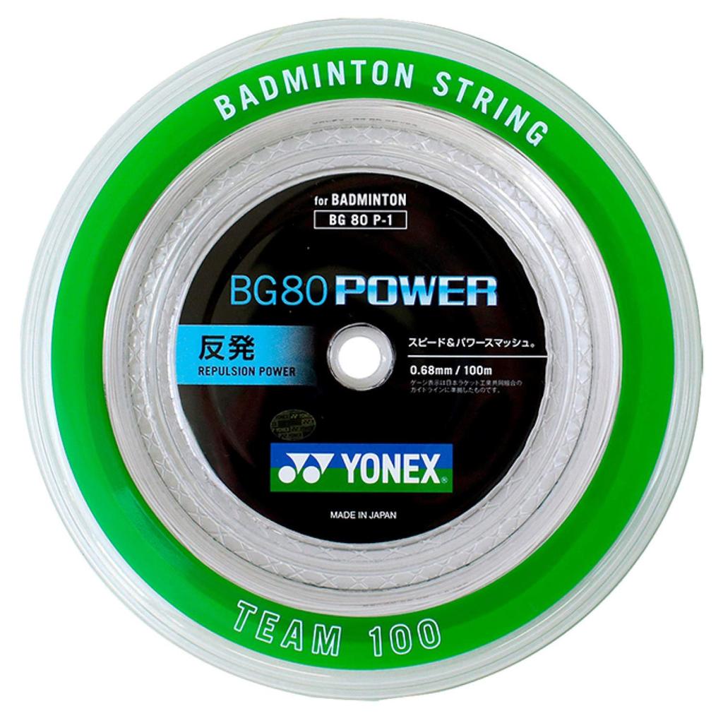 YONEX Струны для бадминтона BG80 Power BG80P1 рулон 100 м (0,68 мм) Белый,