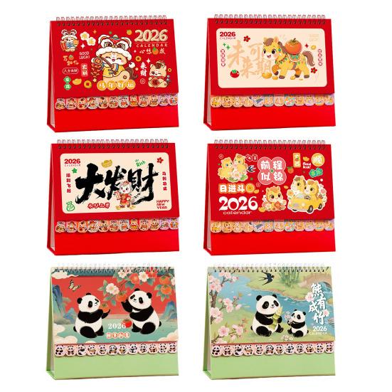 Китайский Новый год Настольный календарь 2026 Лунный Настольный Перекидной календарь Зодиак Лошадь Ежемесячный планировщик