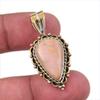 Natural Pink Opal Gemstone 925 Solid Sterling Silver Two Tone Pendant 1.50" n9M86