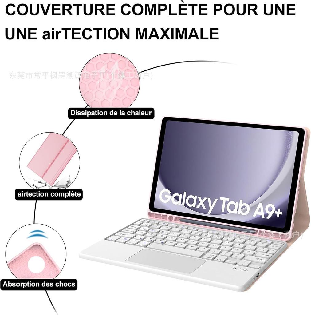 Samsung Galaxy Tab A9+ с чехлом-клавиатурой Bluetooth AZERTY, 11-дюймовый защитный чехол