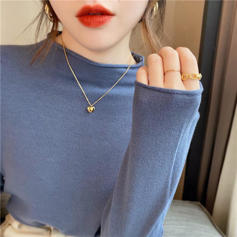 Autumn and Winter Women's Bottoming Shirt Knitwear Half High Neck Thin Section of The Inner Sweater Long-sleeved Tops