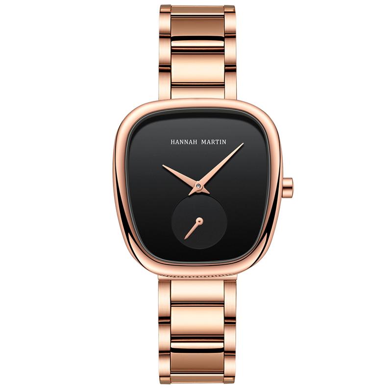 HANNAH MARTIN High Quality Original Oval Women Watch Gold Luxury Fashion Steel Quartz 3Bar Waterproof Women Watches