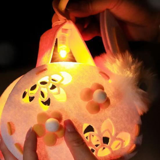DIY Rabbit Lantern Kit for Kids Handmade Plush Rabbit Handheld Lantern for Chinese New Year Mid-Autumn Festival Decoration