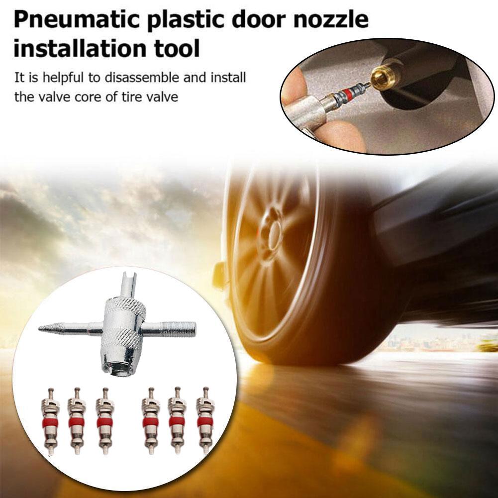 1 комплект Набор ключей для золотников автомобильных шин Четыре в одном Инструмент для ремонта, установки и снятия штока клапана Инструмент для чистки