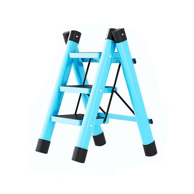 Стремянка складная 3 ступеньки нескользящая водонепроницаемая нержавеющая бытовая техника синяя