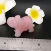 1.5" Carved Rose Quartz Elephant Lucky Ornament Craft Feng Shui Statue Figurine