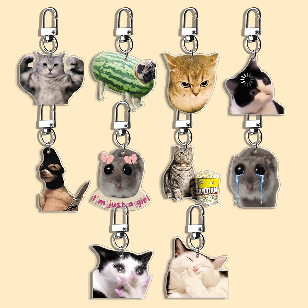 Funny Cat Keychain Student Gift Bag Women's Bag Cute Things Gift For Best Friends Cartoon