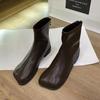 Footwear Work Female Ankle Boots Elegant with Low Heels Short Shoes for Women Brown Booties Goth Trend 2024 High Quality Y2k Pu