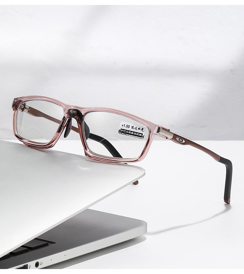 Фотохромные очки для чтения с двойным светом - Модный нескользящий алюминиево-магниевый дизайн для мужчин и женщин