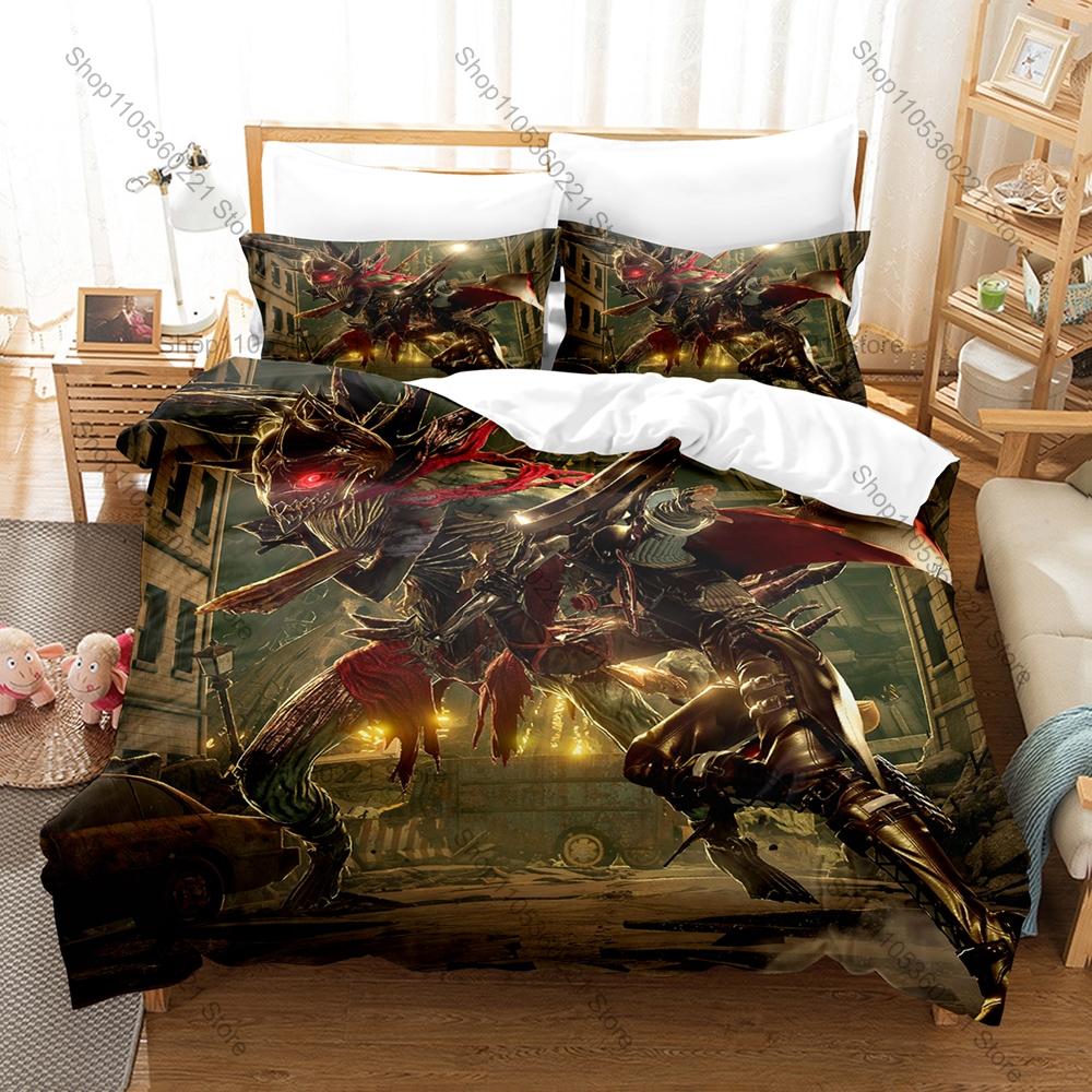 Code Vein Revenant Warriors Post-apocalyptic Dark Souls-like Anime Game HD Print Bedding Set Duvet Cover + 2 Pillowcases Gamer