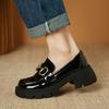 French Loafers Women's New Spring and Autumn Shoes Thick-Soled British Style Black Chunky Heel Versatile Small Leather Shoes Ins