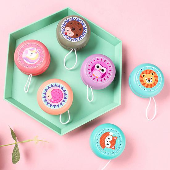 Детская игрушка йо-йо со струной, красочный мультяшный трюк, йойо, отзывчивый мяч, рефлексивный, деревянный, с автоматическим возвратом