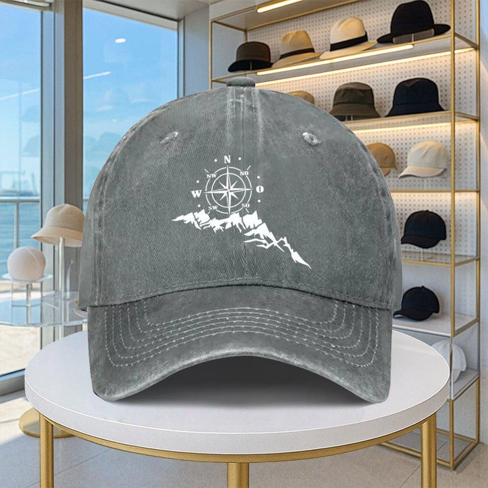 Compass Mountain Design Baseball Cap Lightweight Adjustable Unisex Casual Hat for All Seasons
