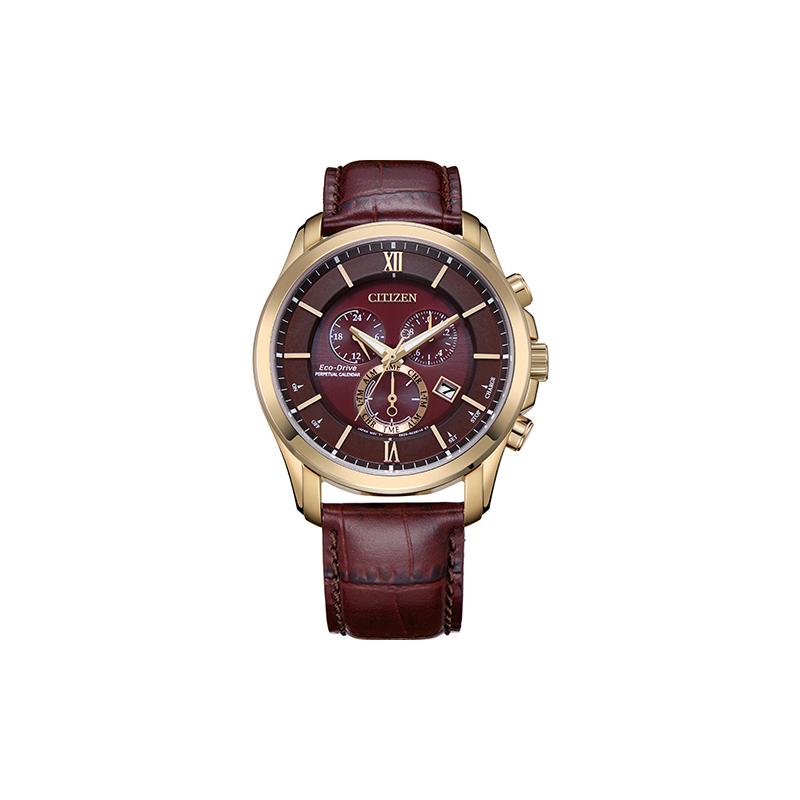 CITIZEN Eco-Drive Series Perpetual Calendar Fashion Solar Quartz Cowhide Strap Men's Watch Red Dial BL5548-19X