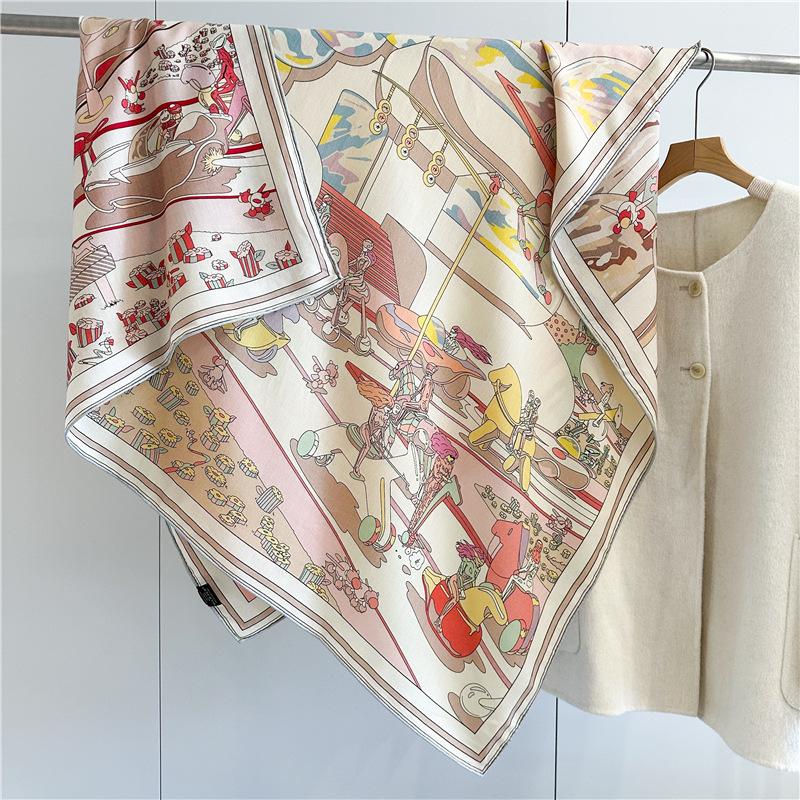 Double Sided Wool Blanket Scarf Shawl 2024 NEW Prints Womens Luxury Pashmina Scarf Shawl Coat Poncho Cape 135x135CM