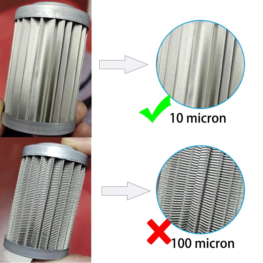 50MM Fuel Filter Set 10MICRON Stainless Filter Element with AN6 AN8 AN10 Adapter Bracket Clamp Universal Mount Bracket Black Fuel Filters5
