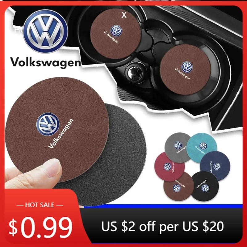 Для VOLKSWAGEN VW кожаная автомобильная подставка под стакан/кружку, противоскользящая подкладка, значок, автоаксессуары для Volkswagen Vw Golf 7 5 6 Mk4 Mk7 Mk5 Tiguan J