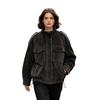 Женская Оверсайз Куртка из Искусственной Кожи в Винтажном Streetwear Стиле Материал ПУ Воротник-стойка Молния спереди Черный Хаки