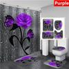 3D занавеска для душа с принтом розы, водонепроницаемая занавеска для ванной комнаты, противоскользящий коврик для ванной, набор ковриков для туалета, ковер, домашний декор