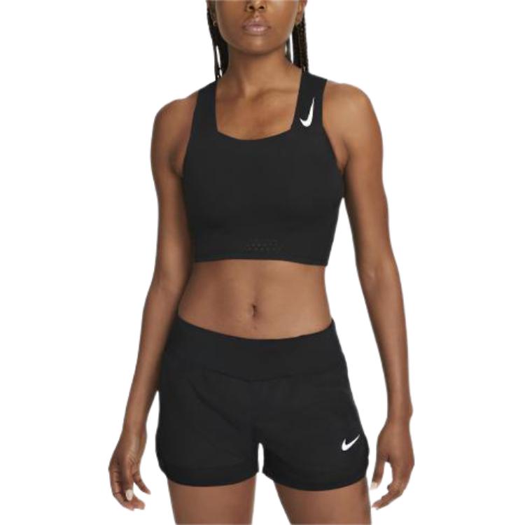 Nike Короткая быстросохнущая майка-топ Dri-Fit Adv Solid Logo для бега, женская, черная DM8729-010