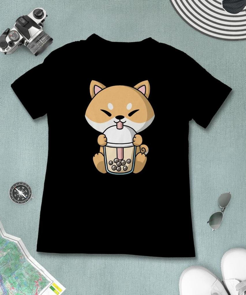 Boba Milk Tea Shiba Inu Dog T-Shirt, Funny Boba Milk Tea Shirt, Bubble Tea T-Shirt, Kawaii Japanese Anime Gift