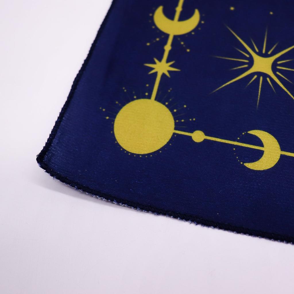 2x Tarot Reading Cloth Zodiac Wheel Navy Gold 75x75cm