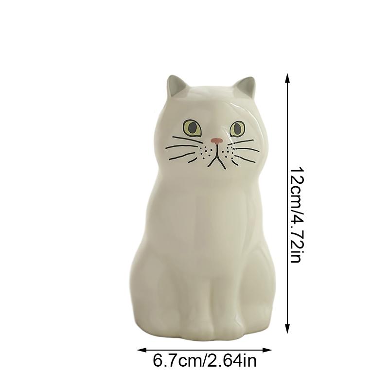 1PC Cute Cat-themed Vase Cat Pottery Multi-Functional Pen Holder Ceramic Cat Decor Cat Lover Gift Idea 6.7x6.3x12cm