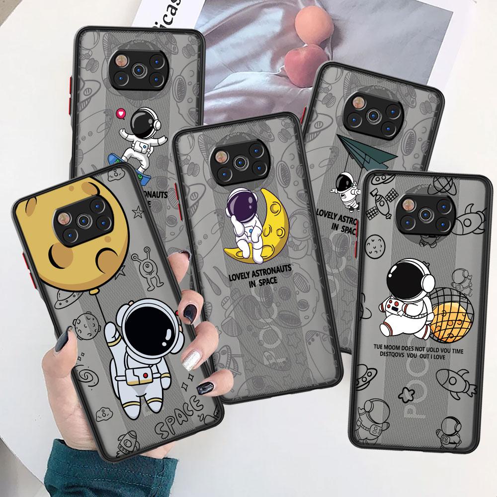 Милый чехол с мультяшным астронавтом для Xiaomi Mi Poco X3 NFC M3 11 10 12 9T 11T 10T Pro Note 10 Lite матовые жесткие чехлы для телефонов
