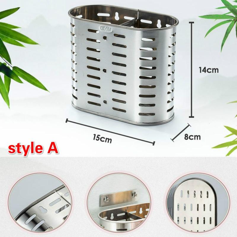 304 нержавеющая сталь палочки для еды трубка дренажная стойка настенная двойная клетка для палочек для еды кухня C