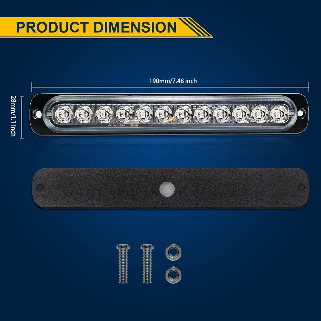2 шт. 19 см стробоскопический светодиодный светильник 18 Вт 12-24 В 12 светодиодов аварийный стробоскопический светильник мигающая лампа (красно синий)