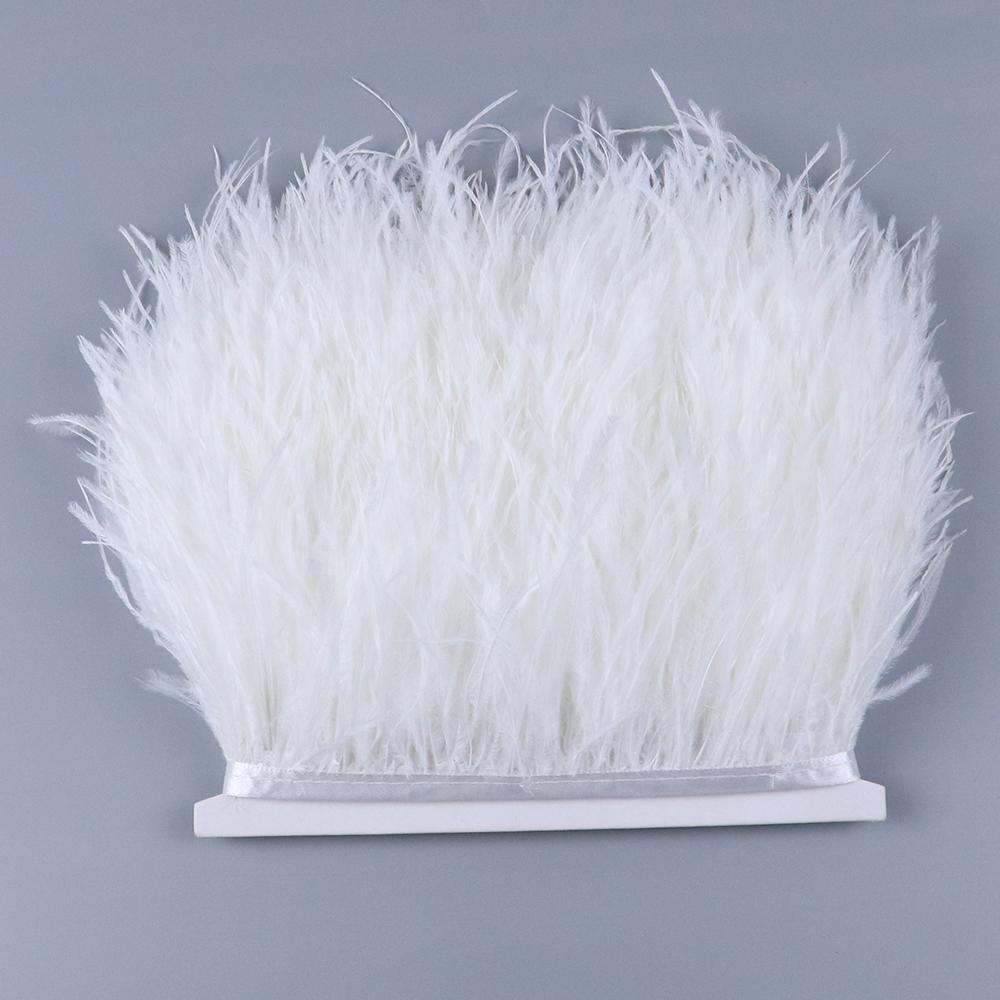 1 метр темно-синей отделки из страусиных перьев 8-10 см натуральное страусиное перо для поделок шитья одежды вечеринки ручной работы DIY лента из перьев