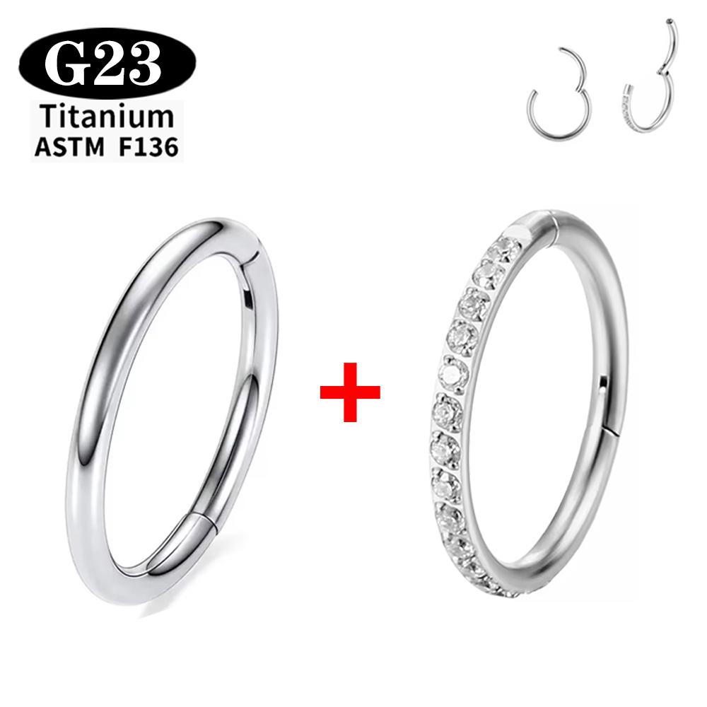 1/2 шт. Титановый пирсинг для носа ASTM F136 G23 Женские кольца для пирсинга тела Кликер с шарниром Открытое кольцо для носа с диафрагмой